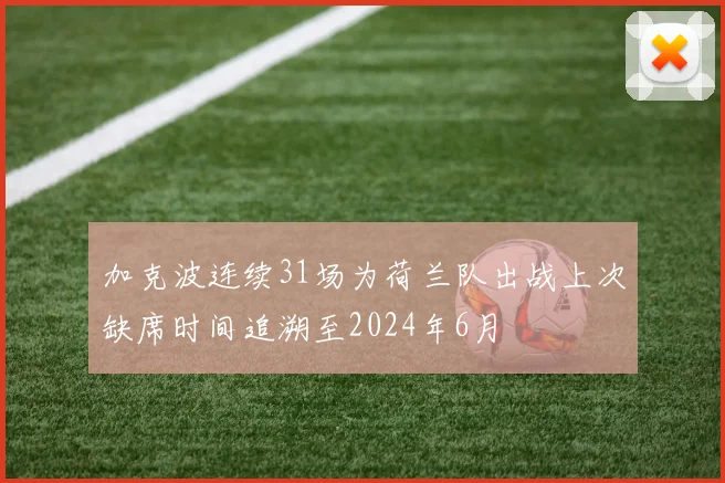 加克波连续31场为荷兰队出战上次缺席时间追溯至2024年6月